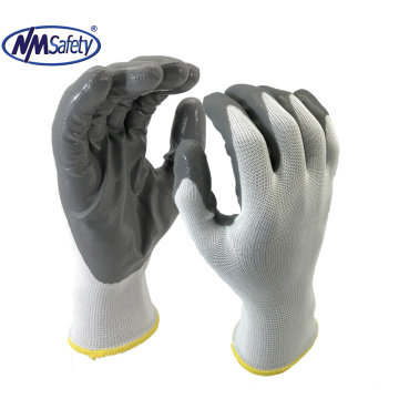 NMSAFETY 13 gauge nylon or polyester coated smooth finish nitrile work gloves CE EN388 4121X